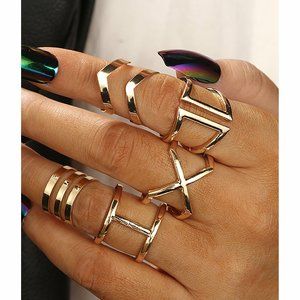 5 Piece Gold Ring Set